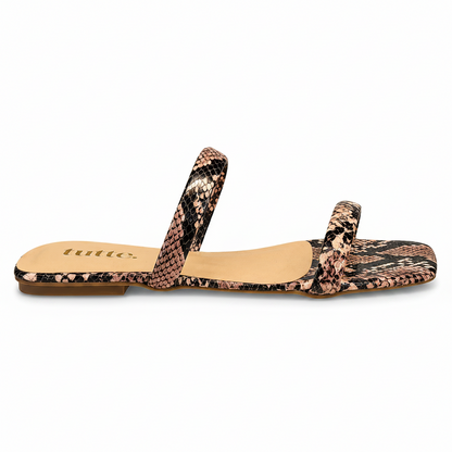 Rasteira Olivia - Snake Amêndoa